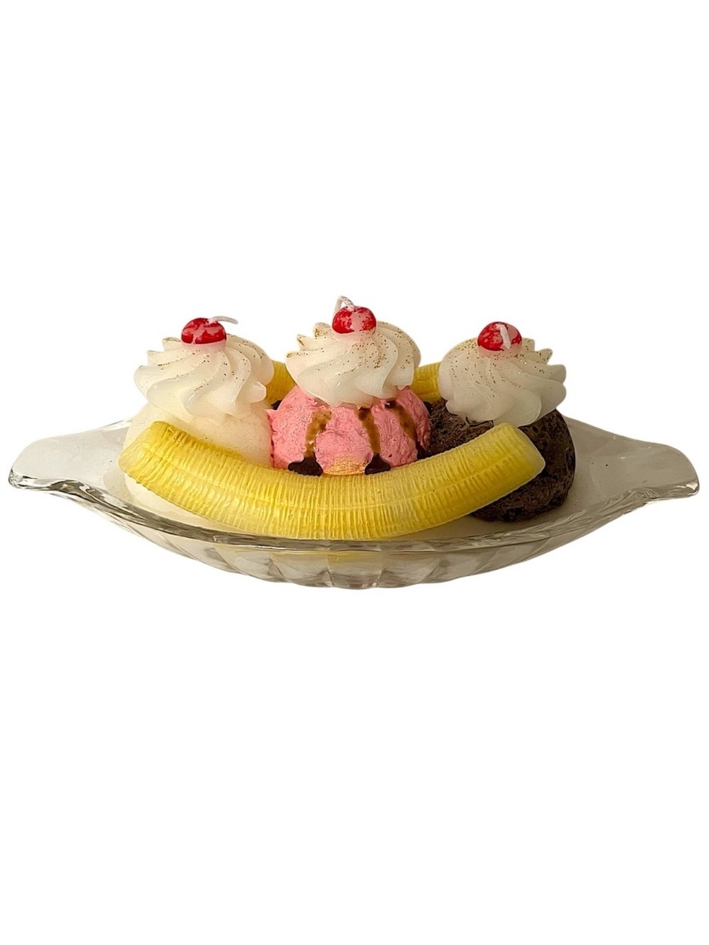 Banana Split Sundae decorative Candle - Scented Realistic Dessert Wax Figural